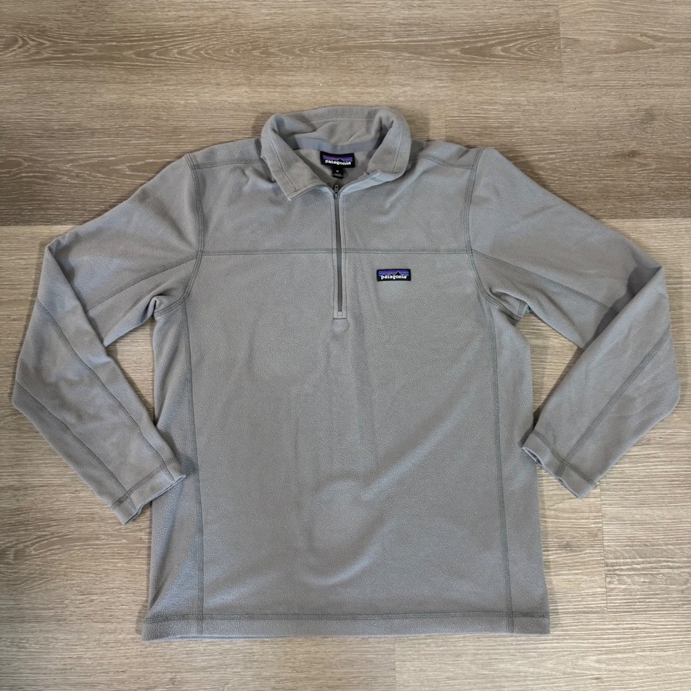 Patagonia Micro D Fleece Pullover Mens Medium Gray 1/4 Zip Sweater Jacket